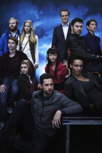 HEROES REBORN -- Season: 1 -- Pictured: (l-r) Henry Zebrowski as Quentin Frady, Robbie Kay as Tommy Clarke, Danika Yarosh as Malina, Gatlin Green as Emily, Zachary Levi as Luke Collins, Kiki Sukezane as Miko Otomo, Jack Coleman as Noah Bennett, Judi Shekoni as Joanne Collins, Ryan Guzman as Carlos Guitierrez, Rya Kihlstedt as Erica Kravid -- (Photo by: Jeff Riedel/NBC)