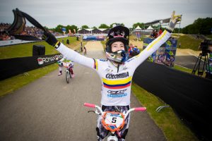 #5 (PAJON Mariana) COL wins the UCI BMX Supercross World Cup in Papendal, Netherlands.