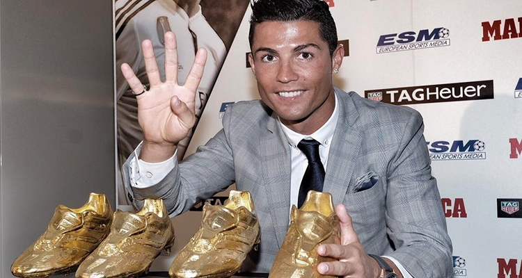 Recibe Cristiano Ronaldo su cuarta Bota de Oro