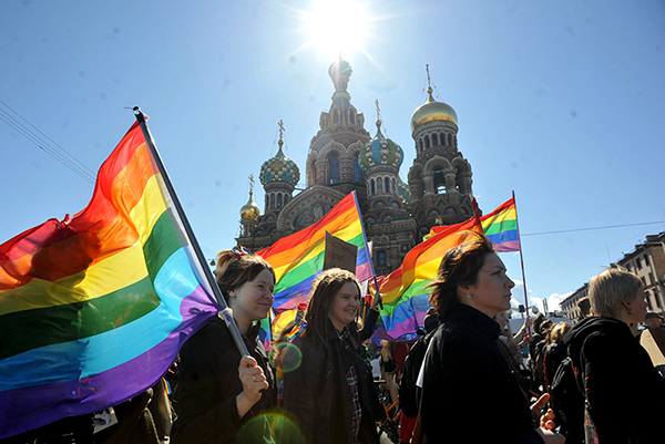 Derechos LGBT en Rusia marcha en Moscú