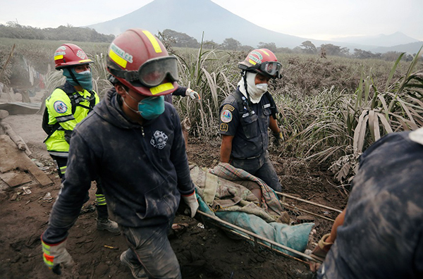 volcán de fuego de Guatemala victima