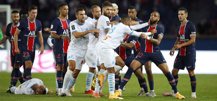 El clásico PSG vs Marsella termina en riña y cinco expulsados