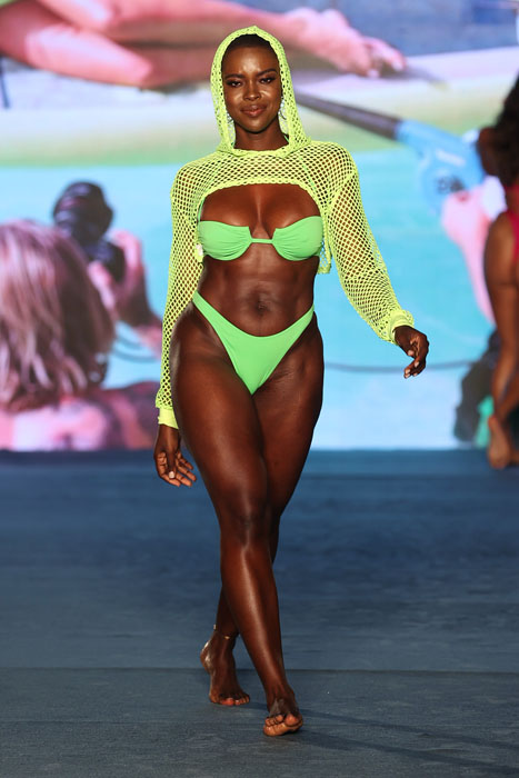 MIAMI, FLORIDA - JULY 10: Saje Nicole walks for 2021 Sports Illustrated Swimsuit Runway Show during Paraiso Miami Beach at Mondrian South Beach on July 10, 2021 in Miami, Florida. (Photo by John Parra/Getty Images for Sports Illustrated)