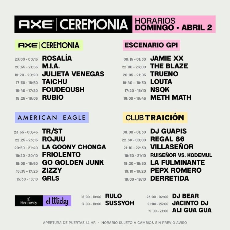 Axe Ceremonia: Horarios, cartel, cómo llegar 2