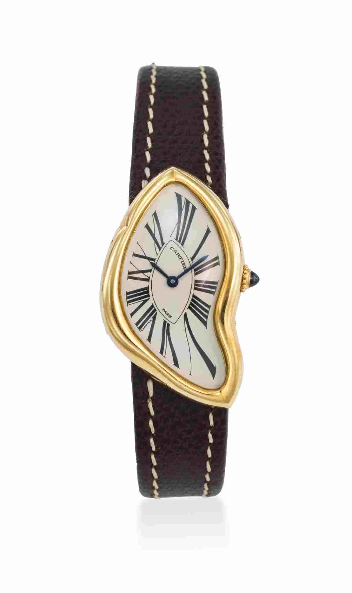 Reloj asimétrico de Cartier de 18 kilates, edición limitada. Foto: Christie's.